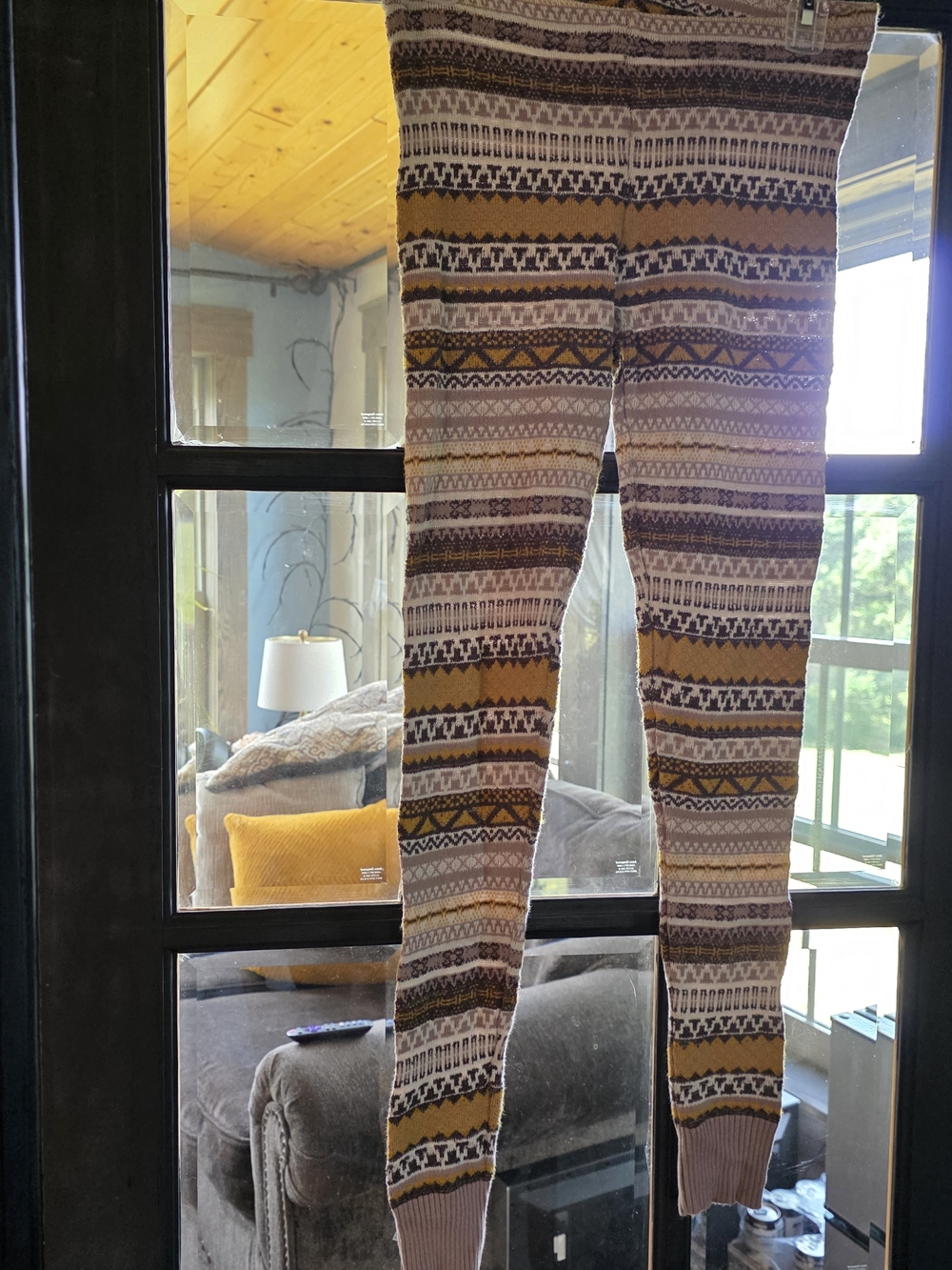 Free People Fair Isle Leggings in Mustard & Taupe